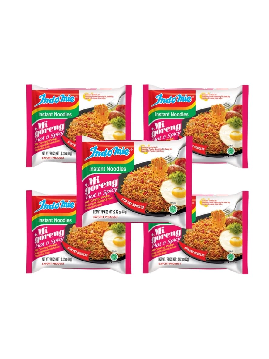 5 pack hot spicy instant noodles 5 pcs