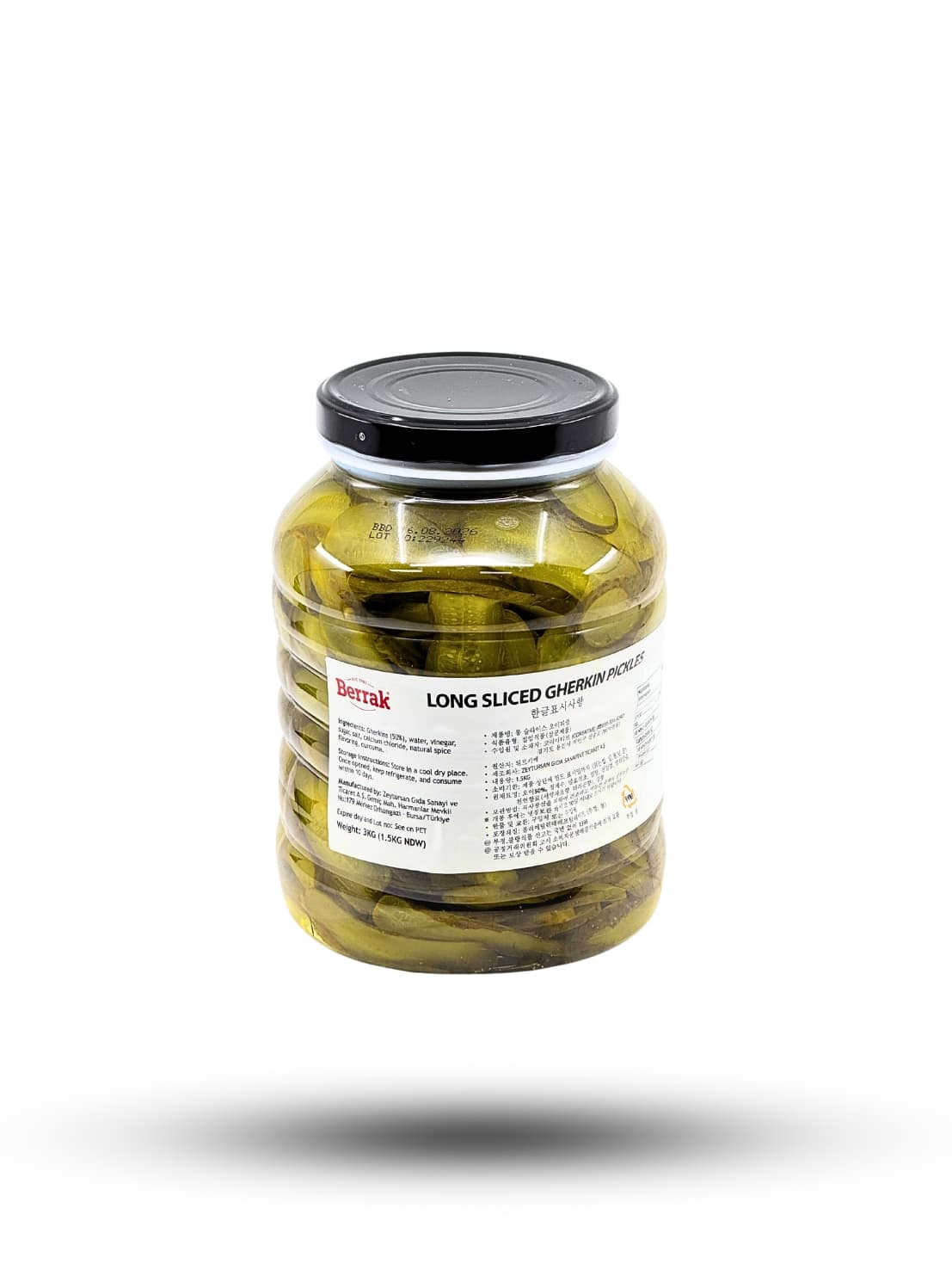 long sliced cherkin pickles 3 kg